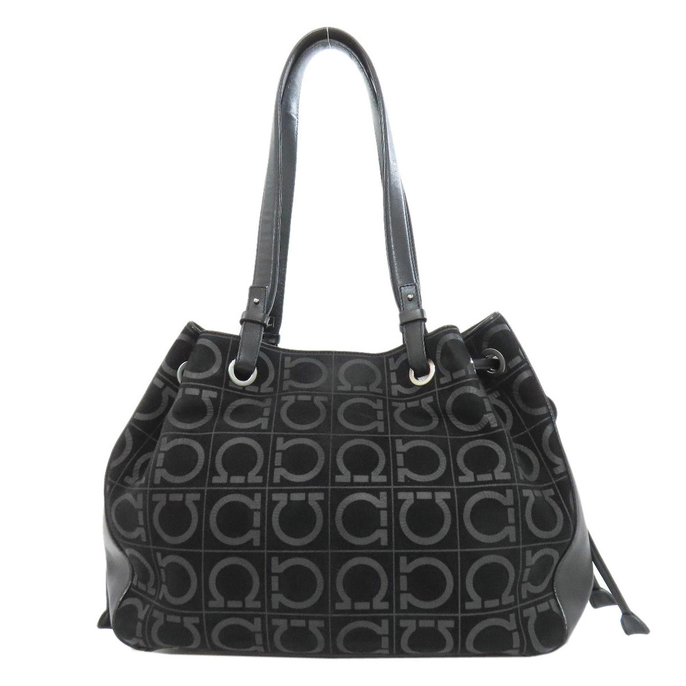 Salvatore Ferragamo Gancini suede handbag Black